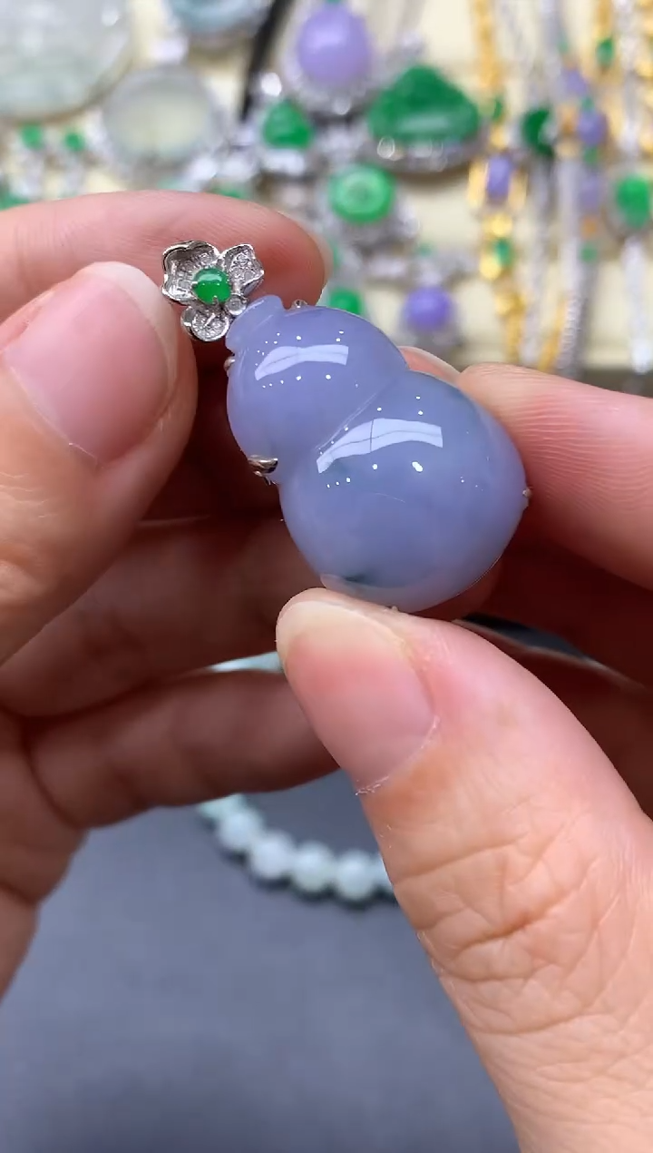 颈饰18K金镶嵌翡翠434-中国好珍宝