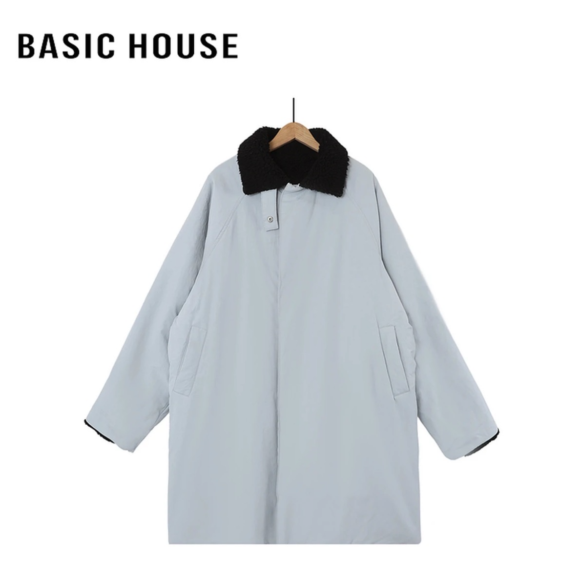 Basic House/百家好秋冬外套女休闲韩系上衣翻领简约加厚外套JH