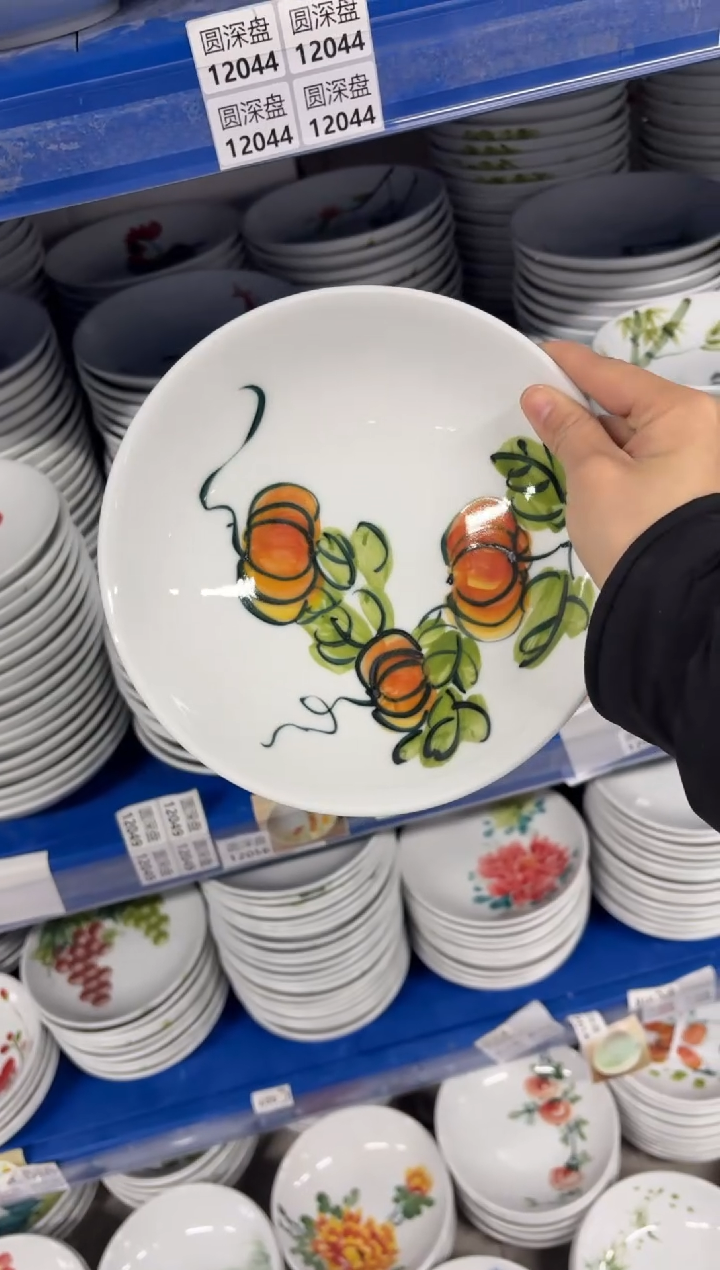 景德镇高温陶瓷食品级手绘釉中彩-圆深盘