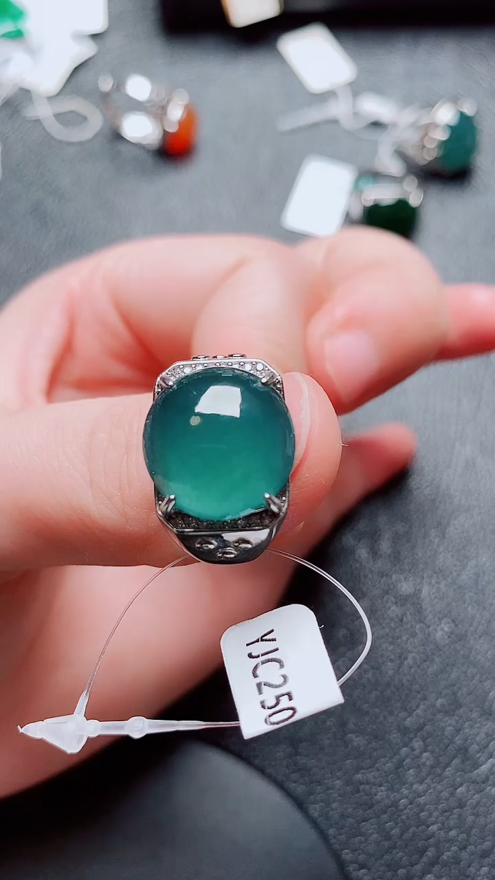 银S925镶嵌戒指翡翠翡翠