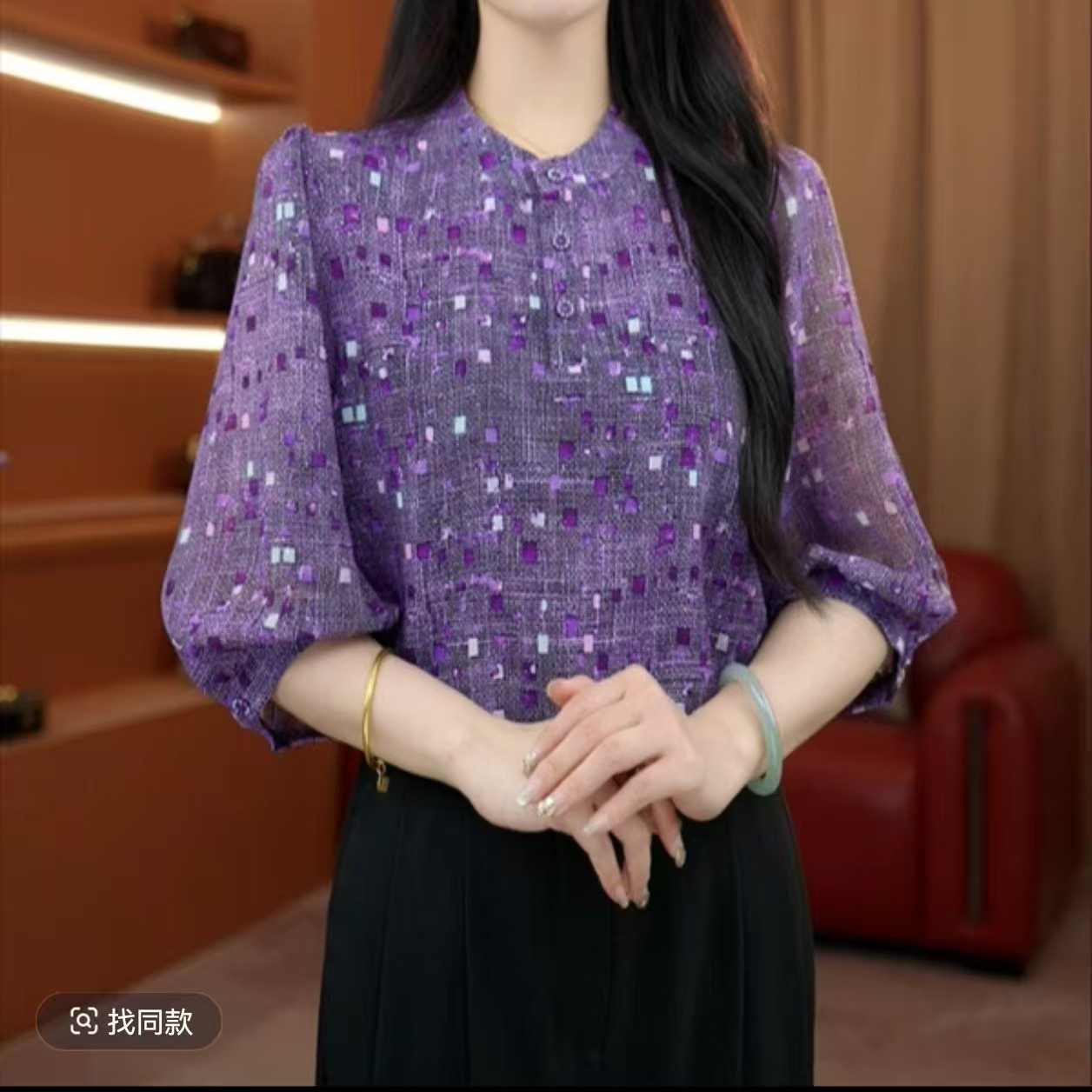 2025夏季新款衬衫碎花印花气质潮流爆款宽松女装遮肚子显瘦女上衣