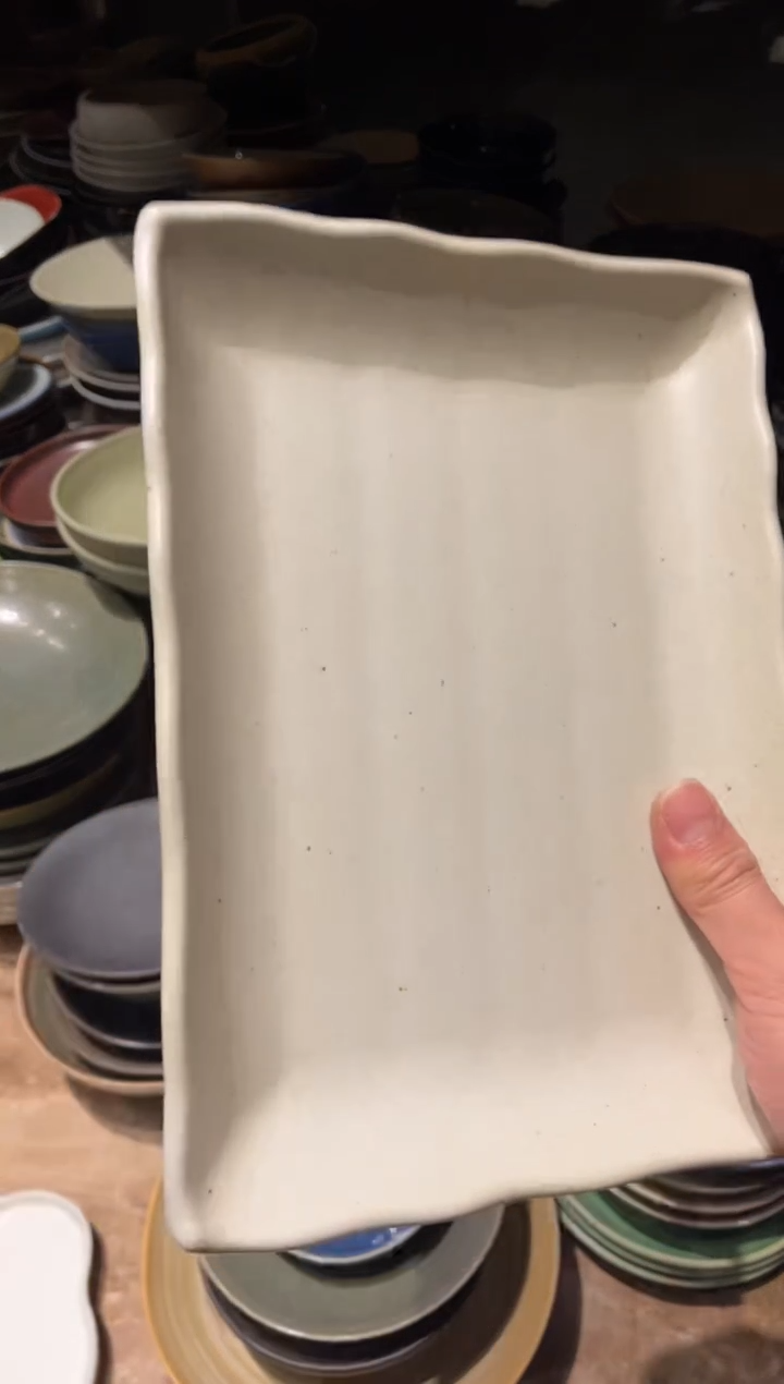 【闪购商品】瓷片246灰色手工长方盘1个