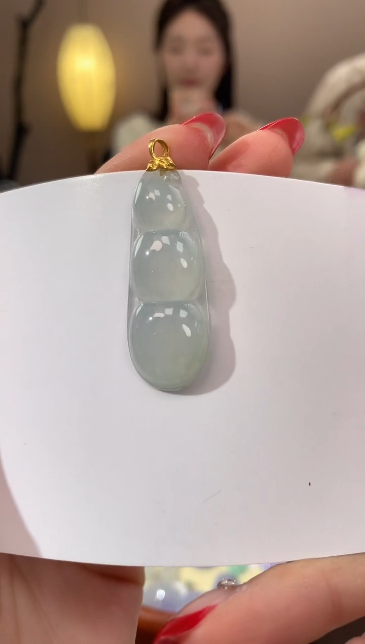 【闪购商品】翡翠颈饰18K金镶嵌天然缅甸a货翡翠