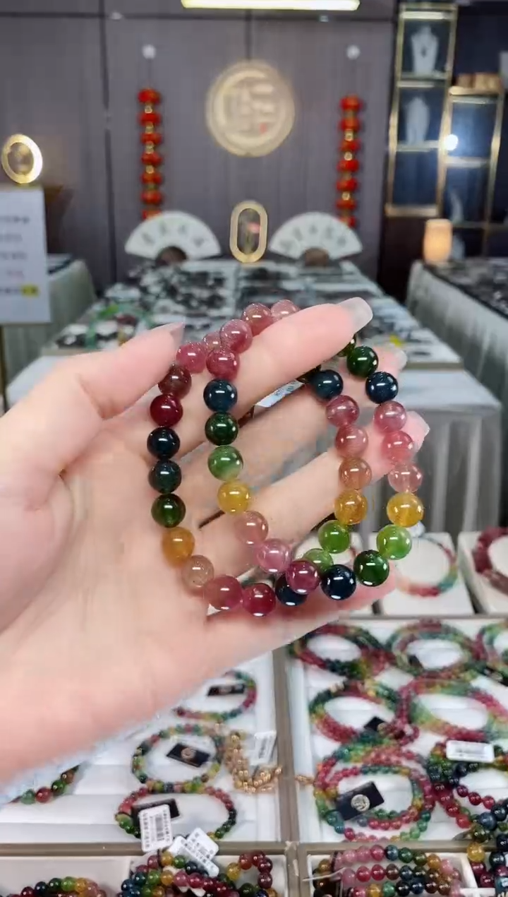 收藏级老矿碧玺单圈手串8mm+未镶嵌碧玺hon多样性发货一条