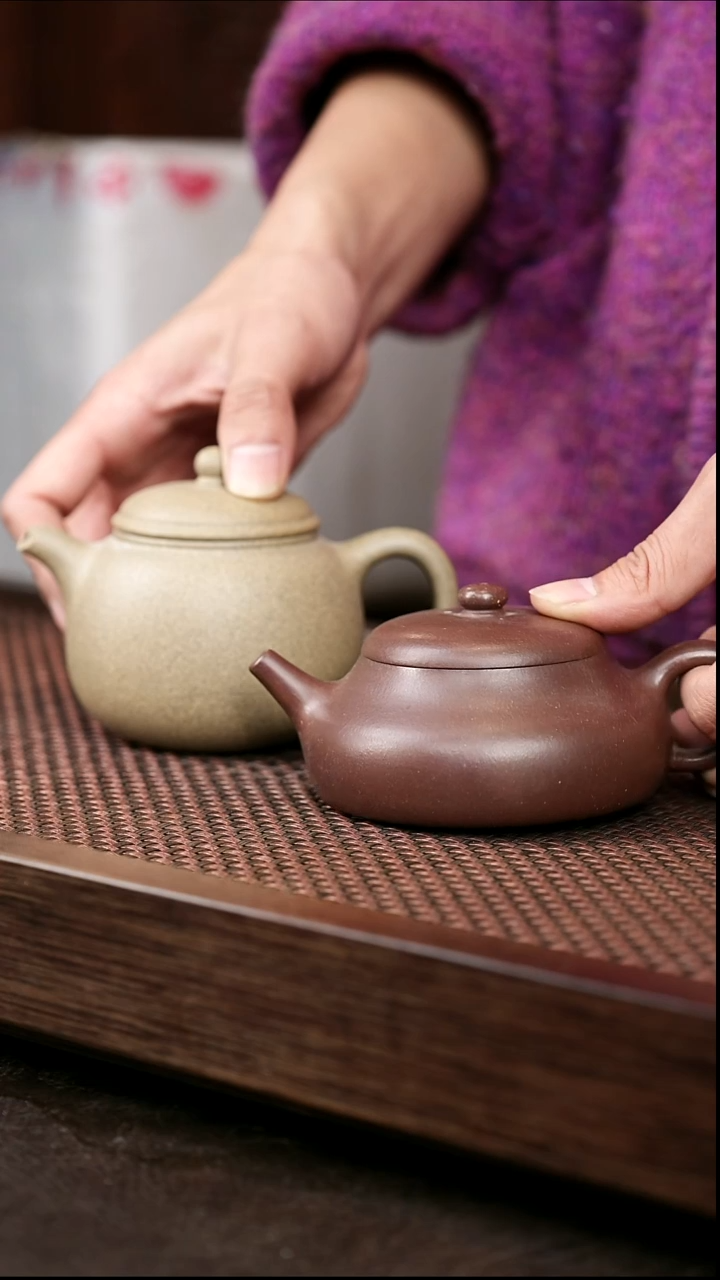 茶壶紫砂老紫泥静乐+破嘴匏尊