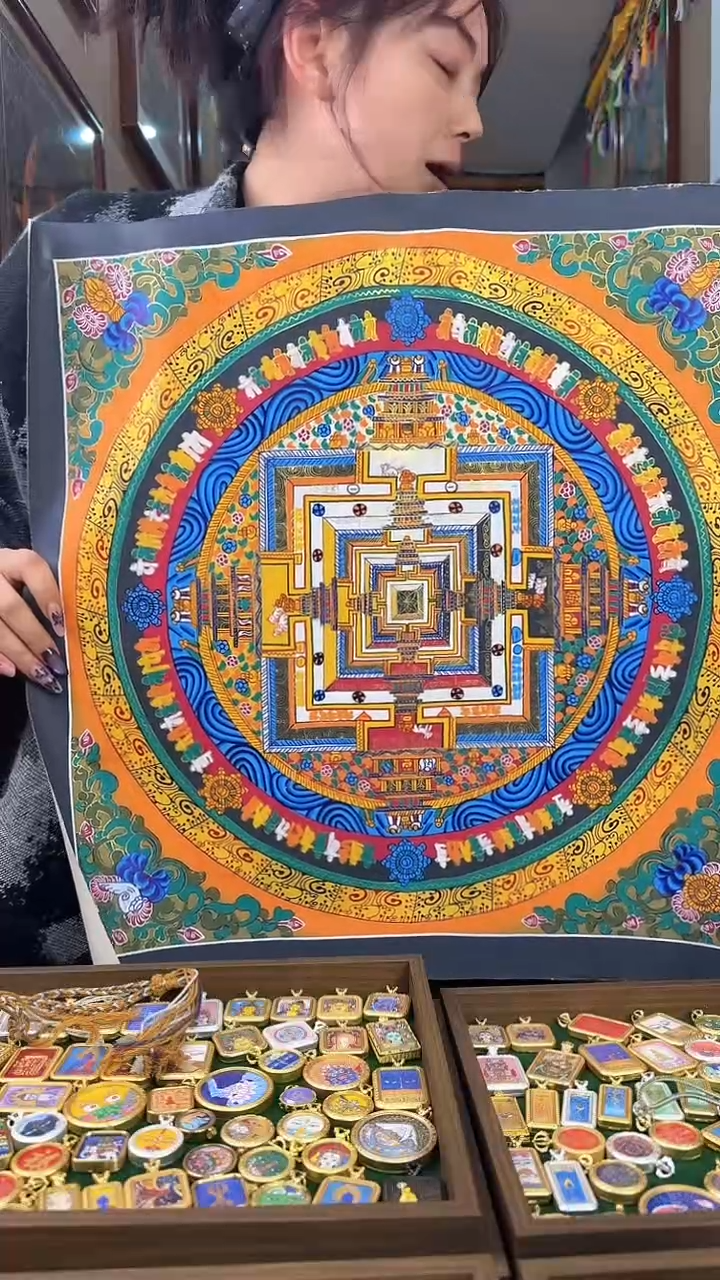 吊坠十轮金刚坛城-纯手绘唐卡