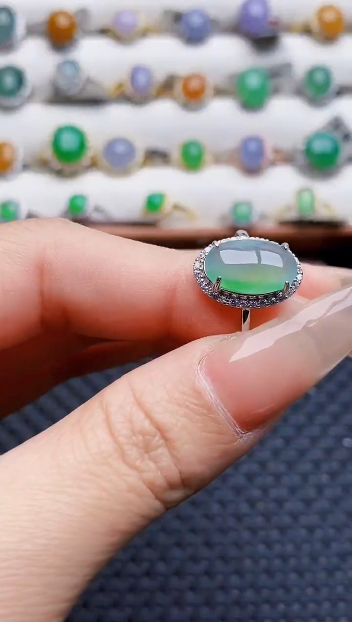 银S925镶嵌戒指翡翠4096