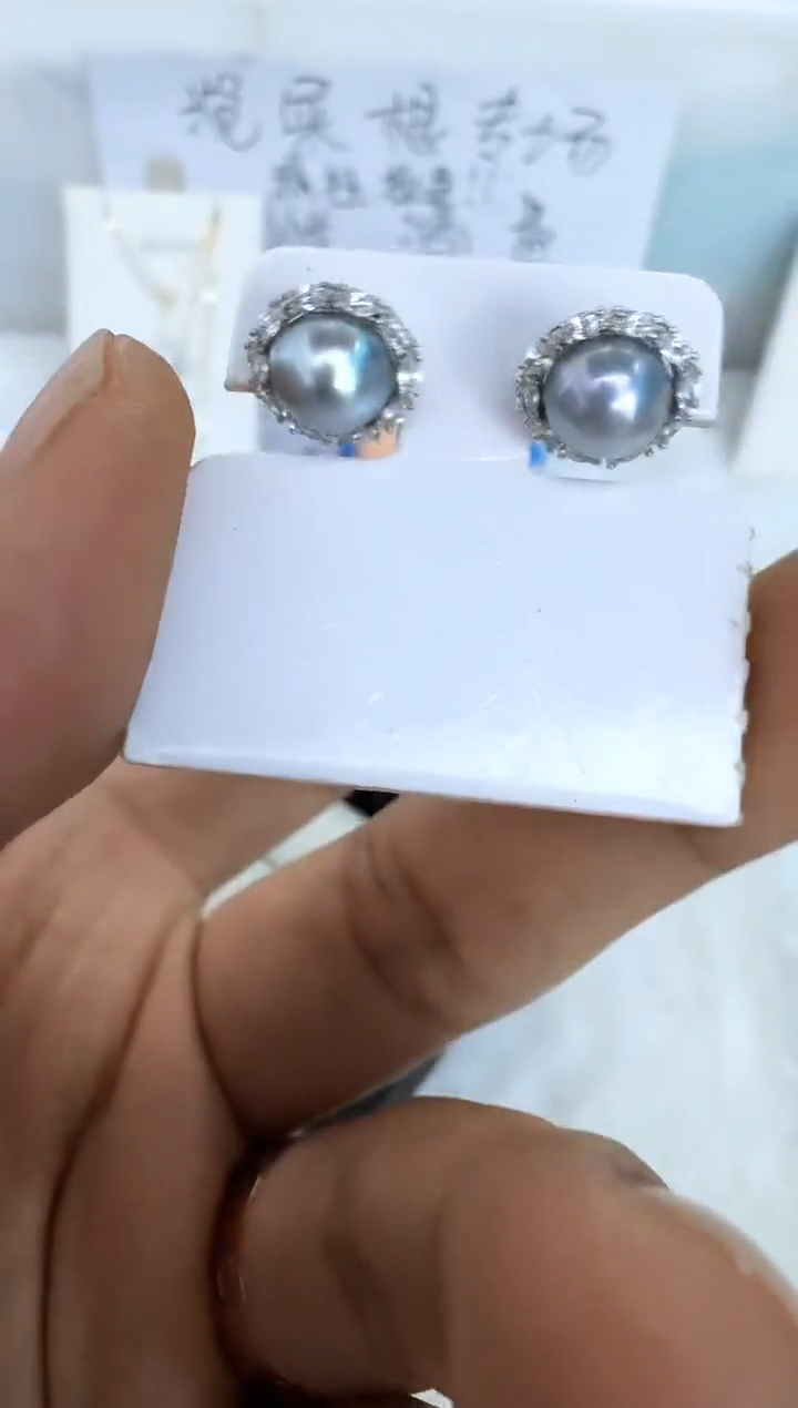 【闪购商品】海水珍珠耳饰银S925镶嵌耳钉