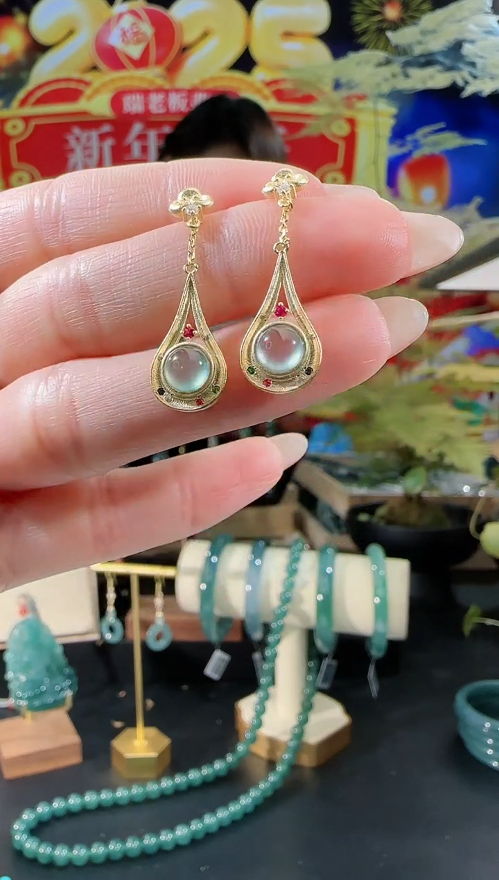 【闪购商品】翡翠耳饰银S925镶嵌耳饰多样性发一