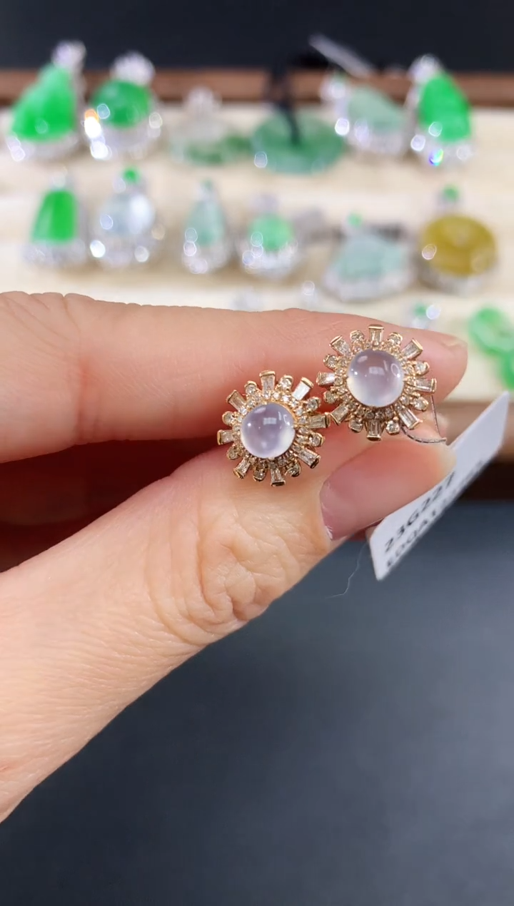 18K金镶嵌翡翠耳饰160|2980