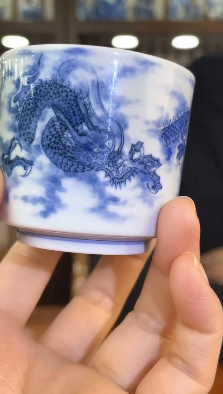 【闪购商品】001函夏非遗朱剑辉青花龙纹直筒杯