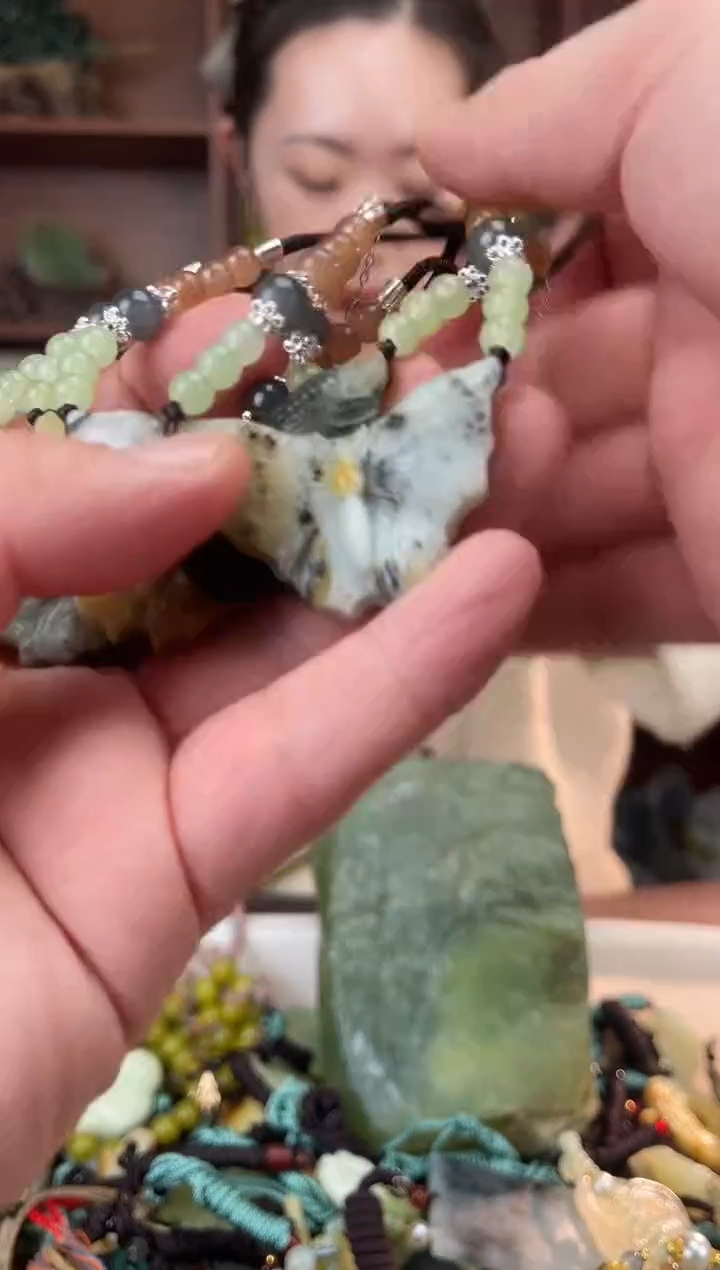 未镶嵌蛇纹石玉颈饰多样性发货拍一发一