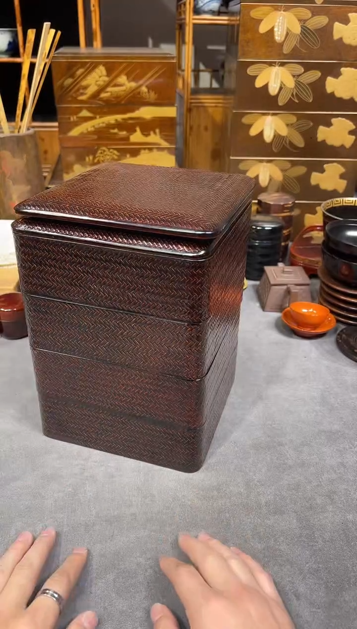 篮胎漆 竹编双盖四段