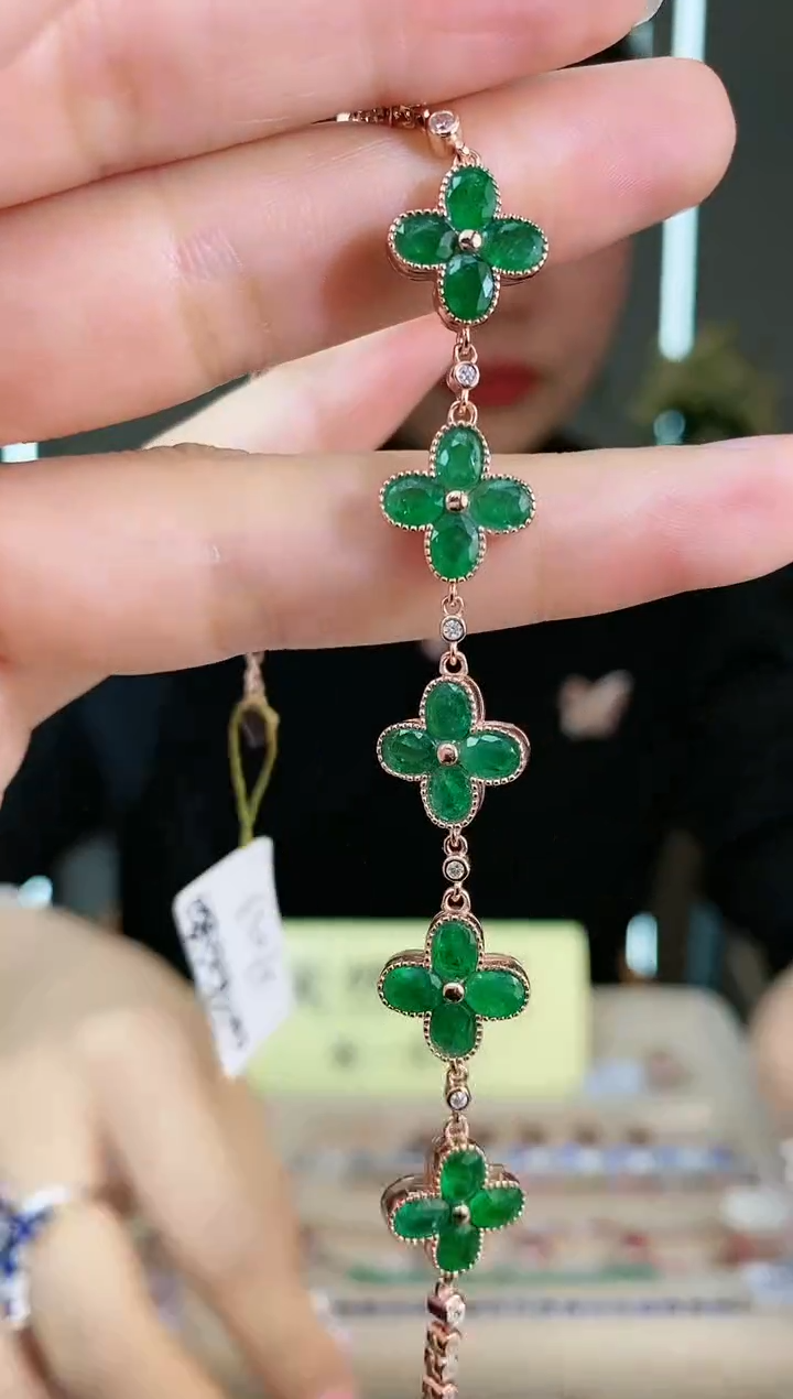 【闪购商品】祖母绿手链银S925镶嵌手链