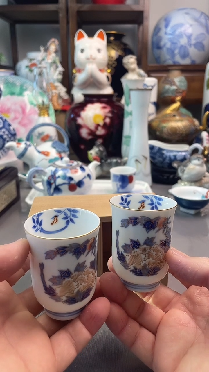 瓷片深川制闻香杯一对