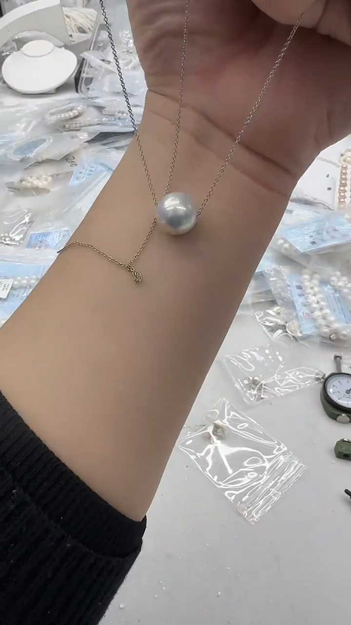 吊坠(赠链)未镶嵌淡水珍珠12-13mm 白珠路路通