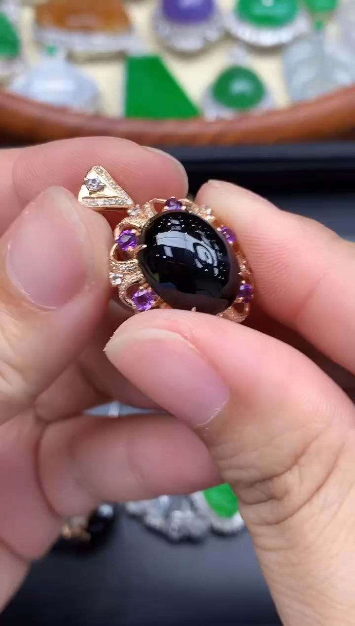 颈饰18K金镶嵌翡翠518-中国好珍宝