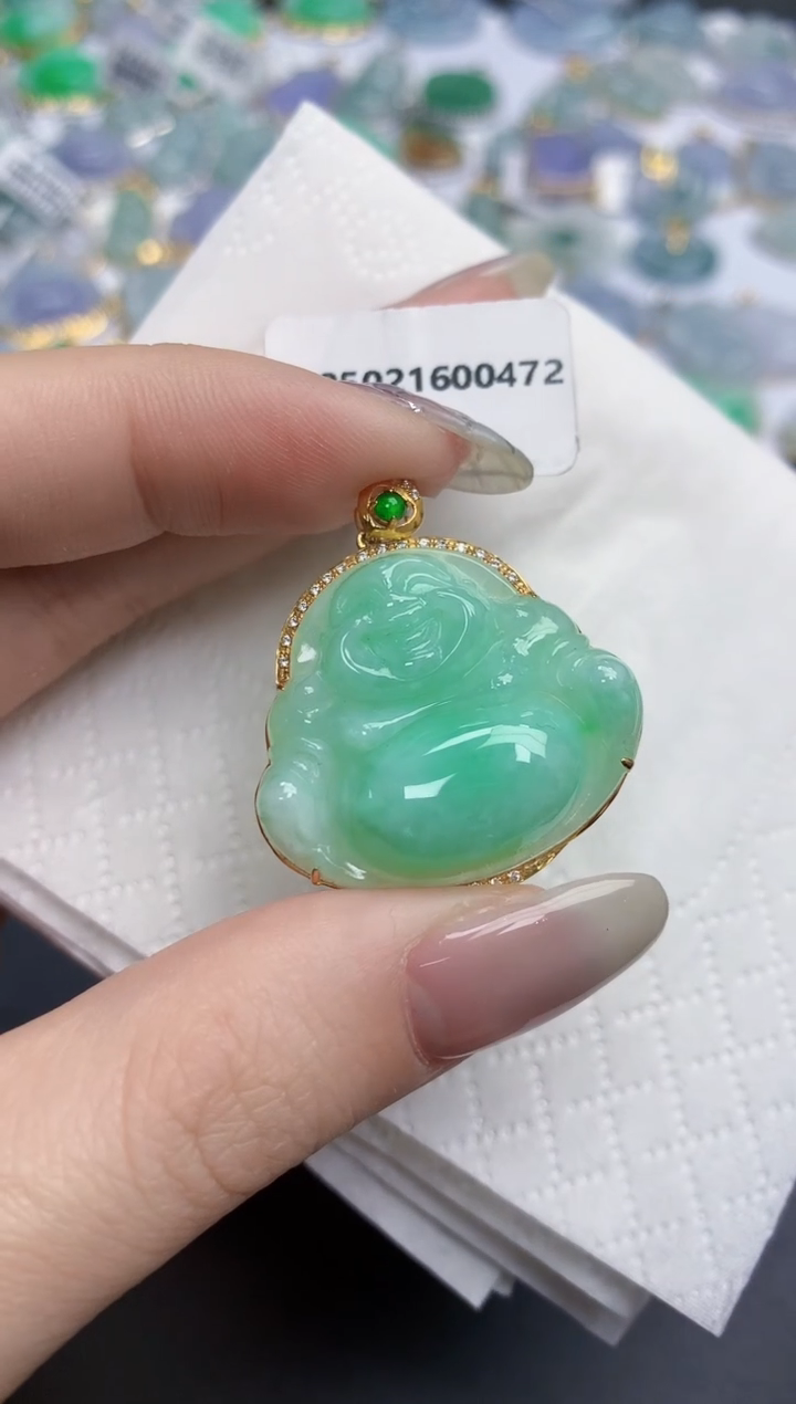 【闪购商品】翡翠颈饰18K金镶嵌天然缅甸翡翠A货