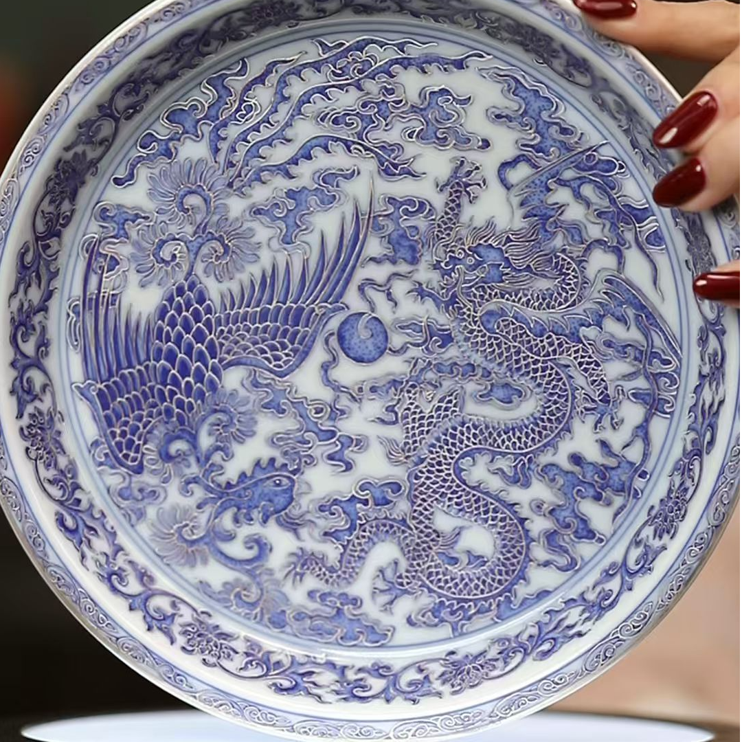 M70A2/陶瓷描银龙凤壶承