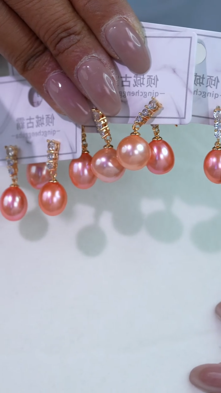 银S925镶嵌淡水珍珠耳饰318多样性发货 发其一