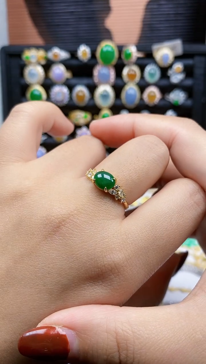 银S925镶嵌戒指翡翠389