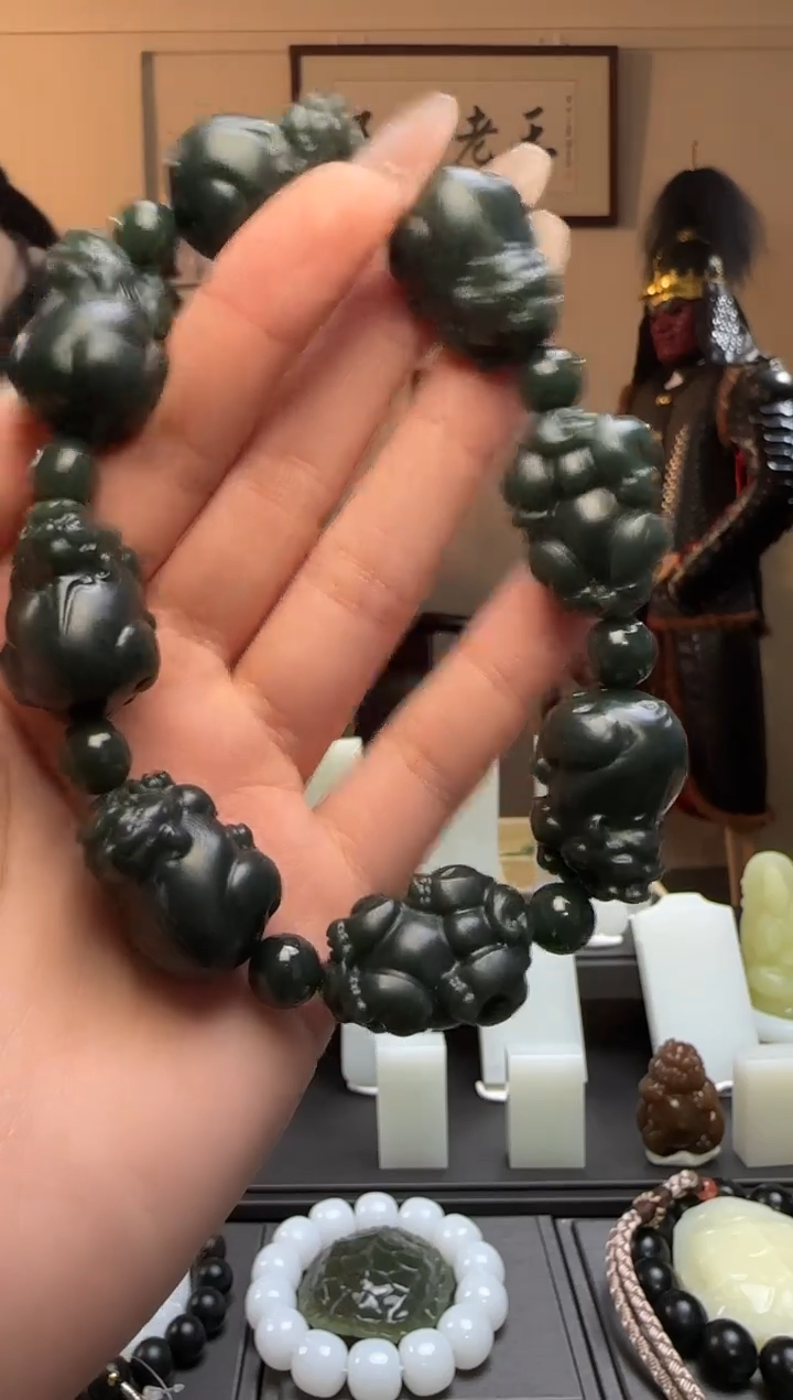 【闪购商品】和田玉青玉貔貅未镶嵌手串