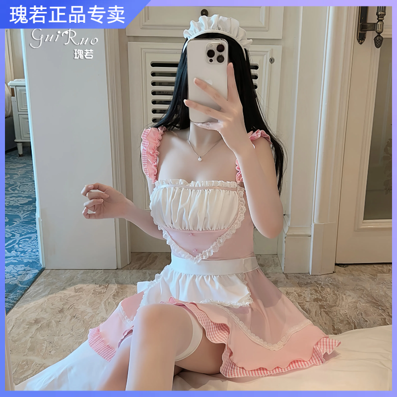 瑰若品牌新款俏皮甜美性感诱惑火辣纯欲风暴露大码薄款女佣制服