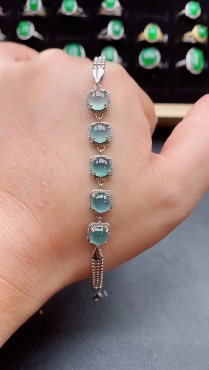 【闪购商品】翡翠手链银S925镶嵌508080