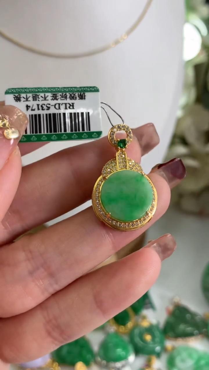 【闪购商品】翡翠吊坠(不含链)银S925镶嵌挂件