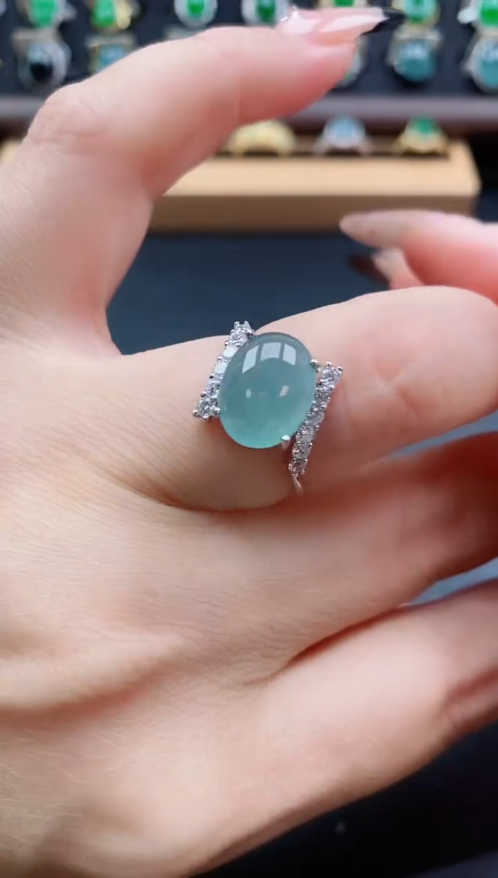 银S925镶嵌戒指翡翠212