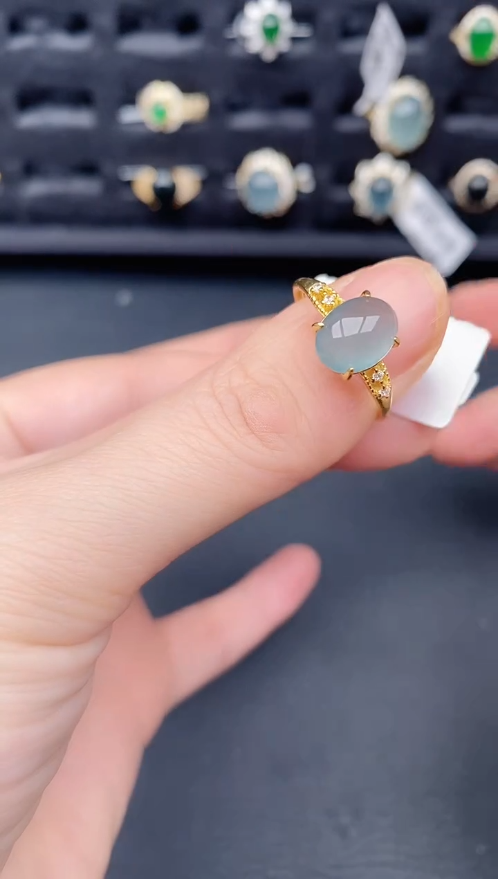 银S925镶嵌戒指翡翠天然a货翡翠156