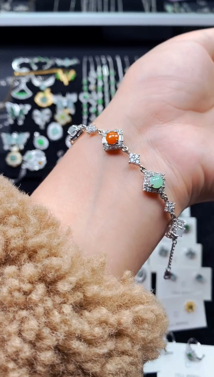 【闪购商品】翡翠手链银S925镶嵌2843