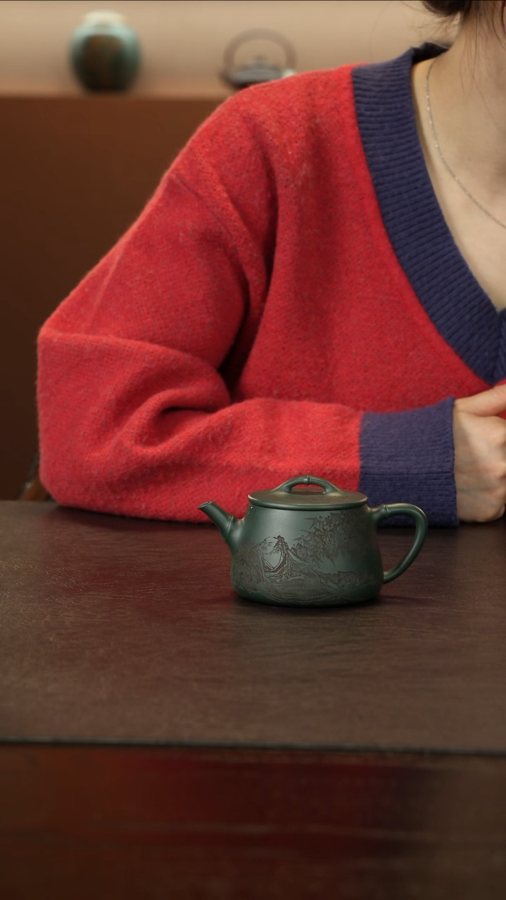 【闪购商品】紫砂茶壶直播福利李建军老绿泥竹节石瓢180cc