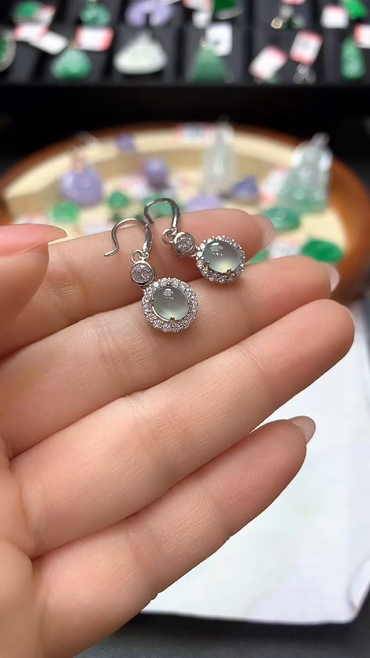 【闪购商品】翡翠耳饰未镶嵌天然A货翡翠