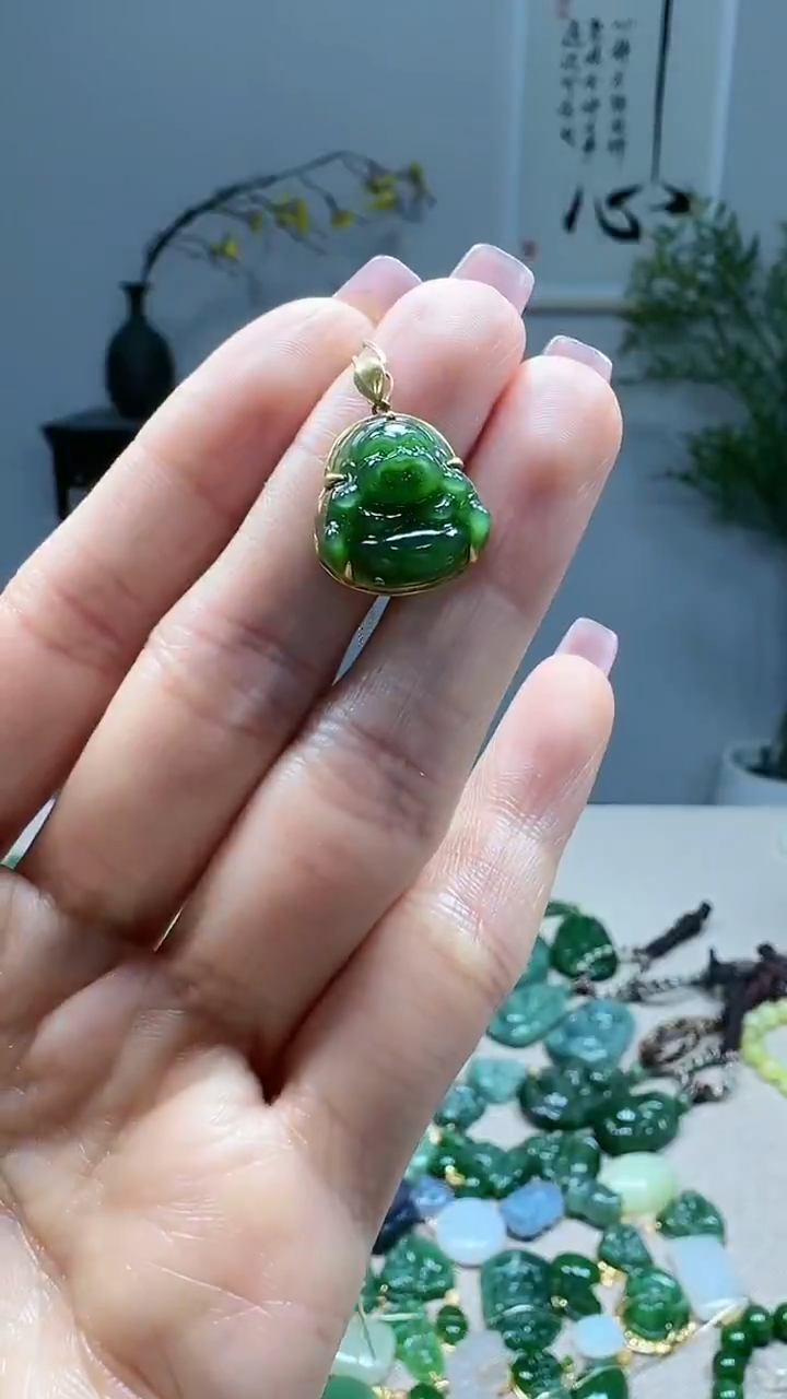 吊坠(不含链)18K金镶嵌和田玉1