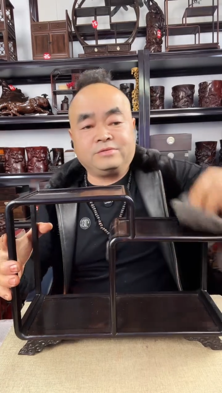 木老李红木工艺品黑二连