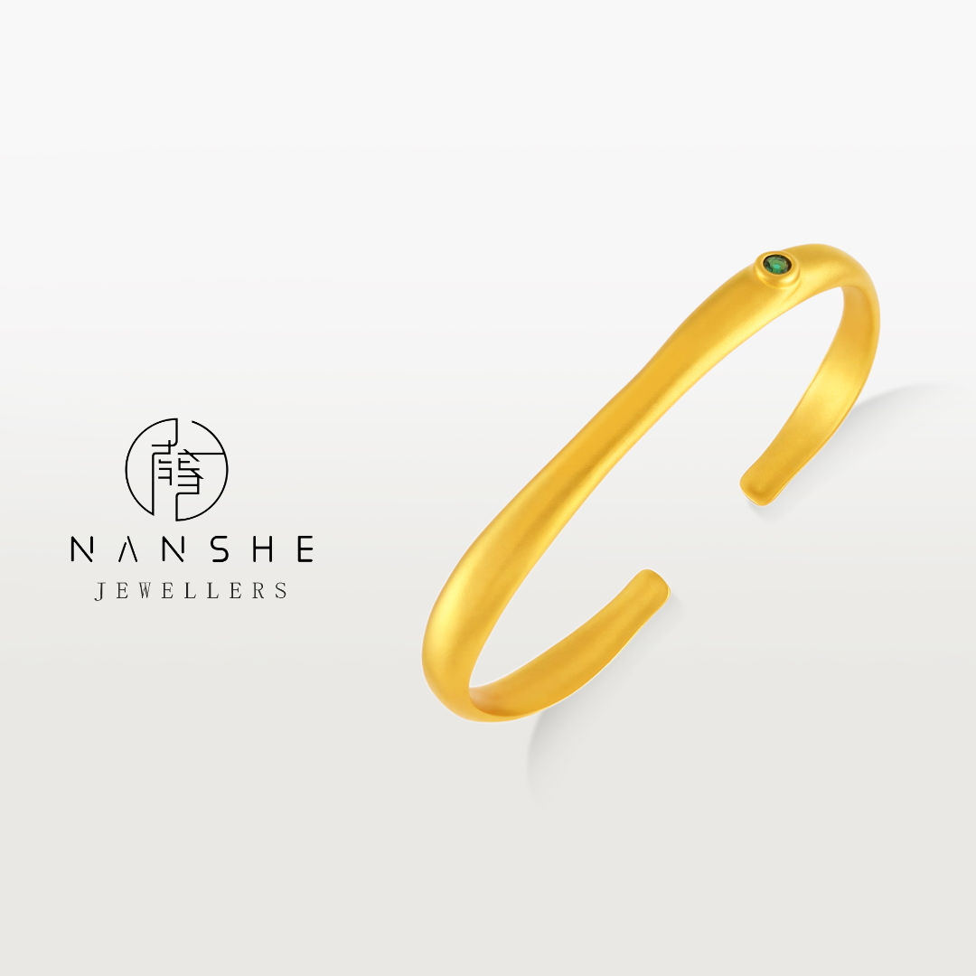 NANSHE/南奢 金色马蹄贵妃手镯轻奢简约开口手环L1767