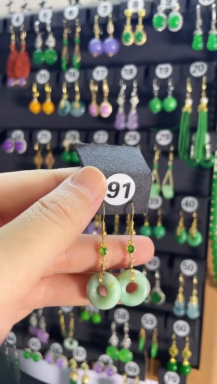 翡翠银S925镶嵌耳饰91.....