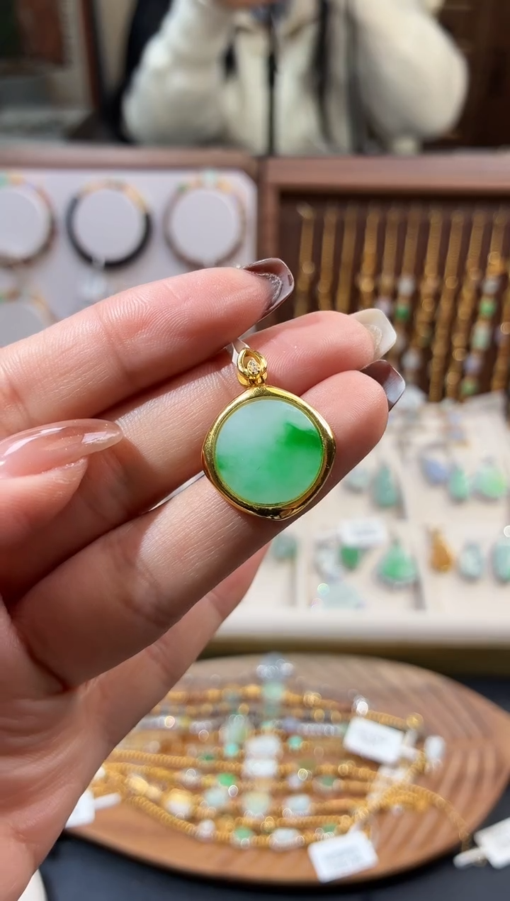 吊坠(不含链)银S925镶嵌翡翠【挽石珠宝】无事牌