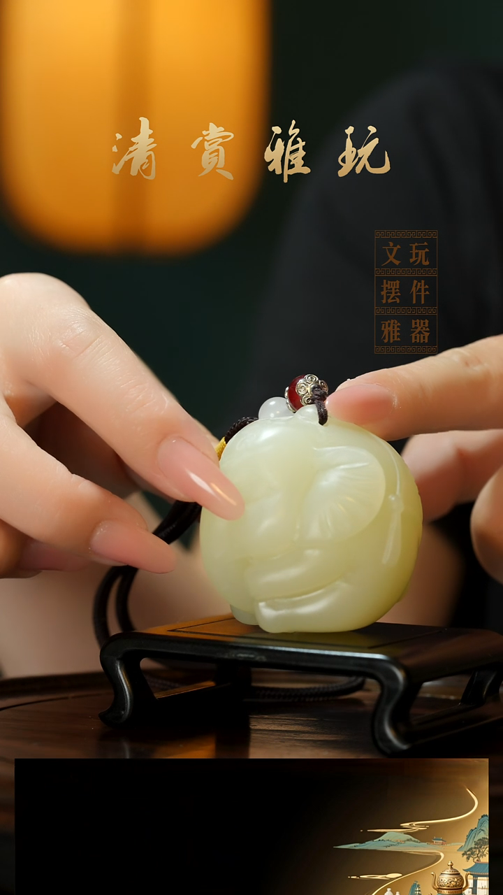 玉《手握吉象》手把件摆件