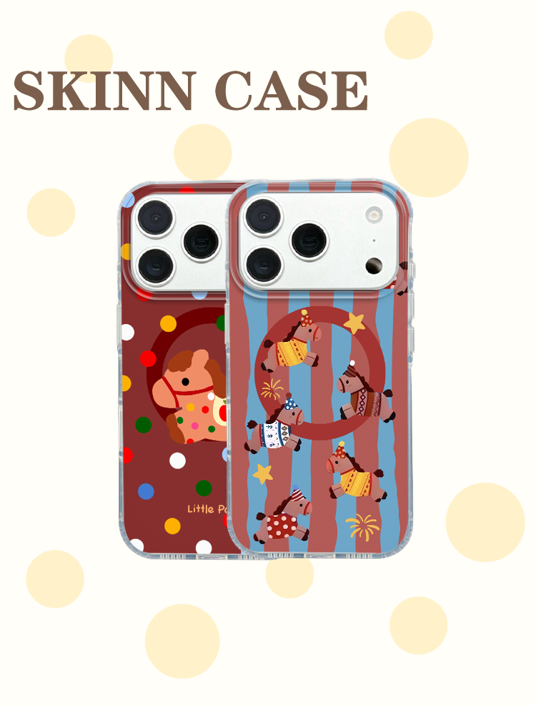 SKINNCASE 【波点条纹小马】磨砂三合一IMD磁吸手机壳