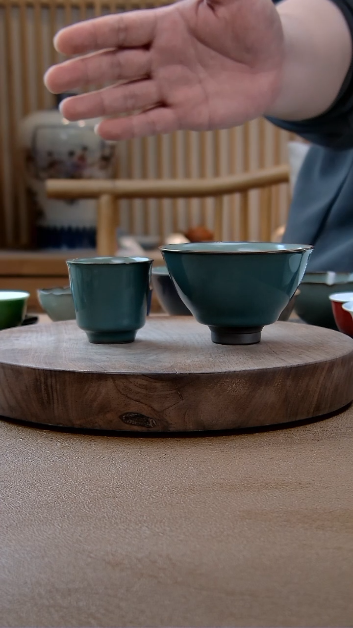 【闪购商品】文俊外天水内粉青竹贤杯+露足斗笠杯