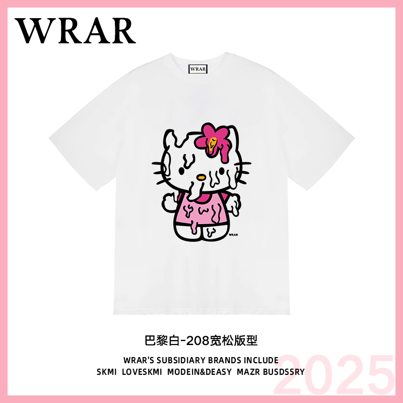 【流汗KT】新品潮流夏季透气宽松T恤白色休闲情侣春夏个性印花