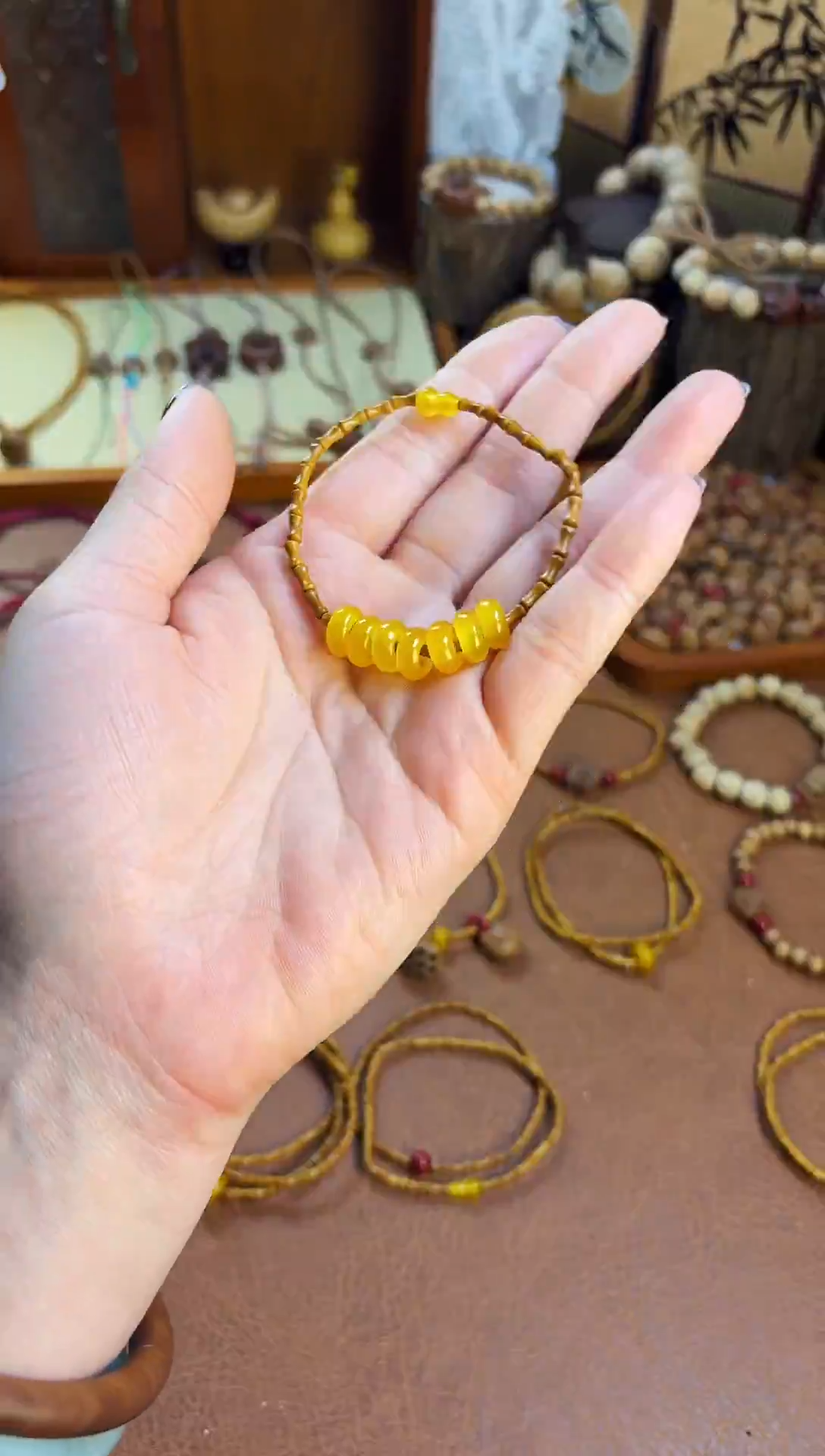 手串桃核古桃坊  竹节七宝福禄