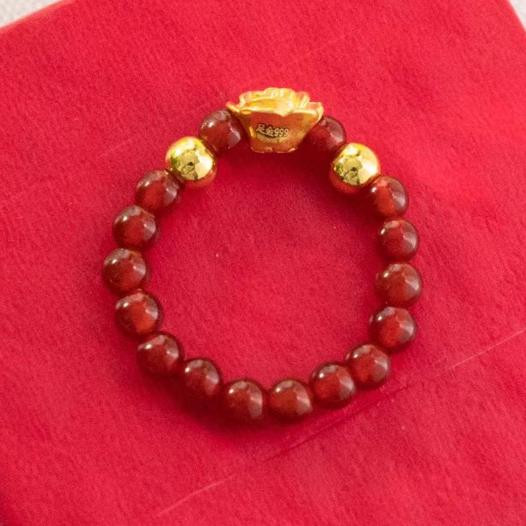 5D硬金 【新人补贴】  999玫瑰花7A玛瑙戒指