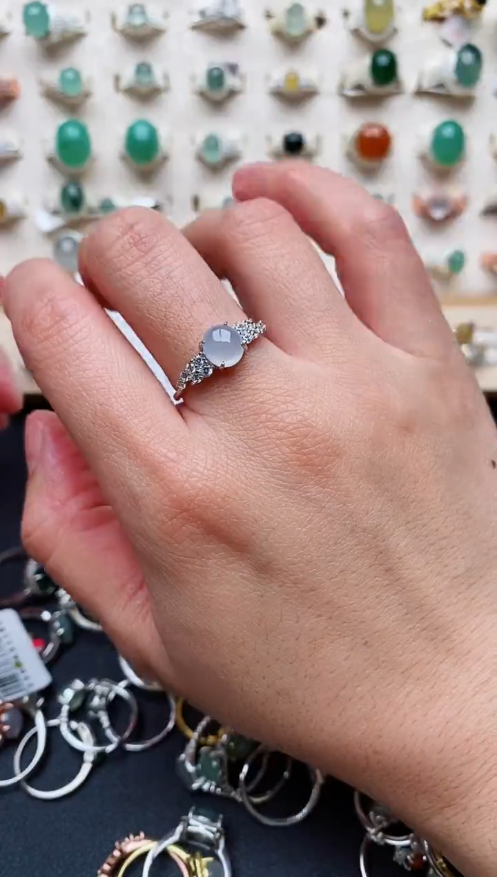 【闪购商品】翡翠戒指银S925镶嵌天然翡翠 1111 3+