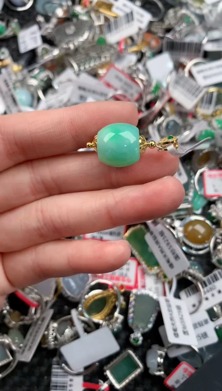 银S925镶嵌戒指翡翠666---3