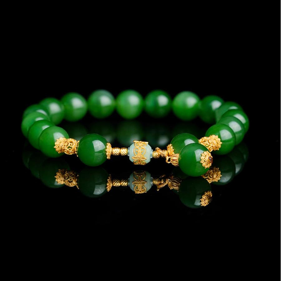 ZOCAI/佐卡伊翠渊和田玉碧玉9-10MM 玉石手串 多样性发一 S05791