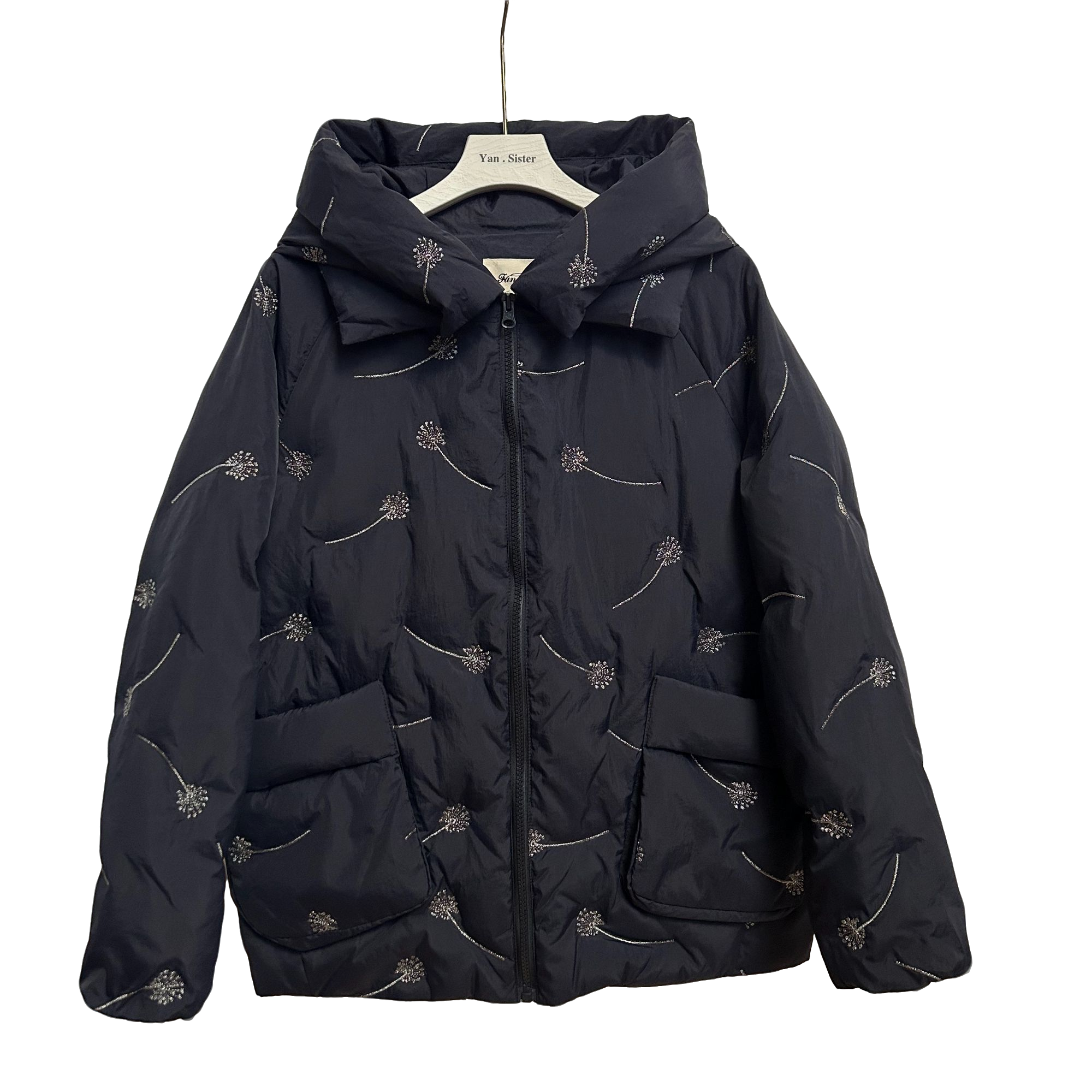 【延盛2-刺绣花常规款】冬季银线刺绣花时尚连帽保暖女士羽绒衣上衣