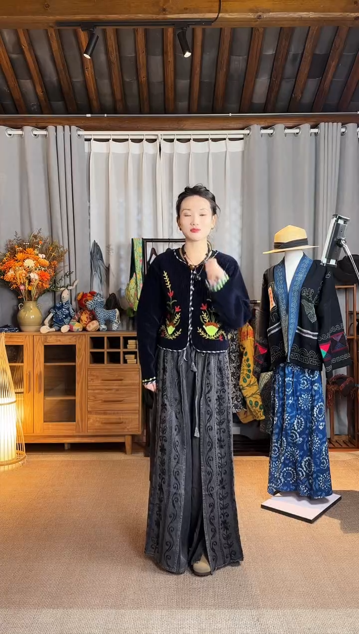 【闪购商品】设计师款灰开叉阔腿裤